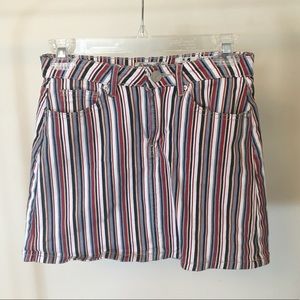 Striped denim skirt